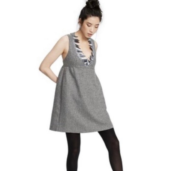 ANNA SUI Boucle Shift Wool Blend Mini Dress - Picture 1 of 9
